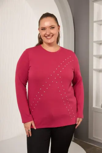 Plus Size Geometric Stone Blouse Violet - 1