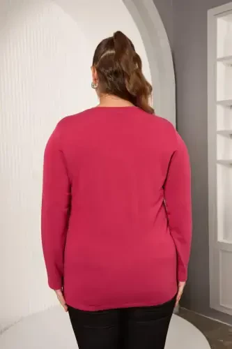 Plus Size Geometric Stone Blouse Violet - 5