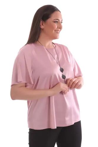 Plus Size Half Sleeved Satin Powder Blouse - 4