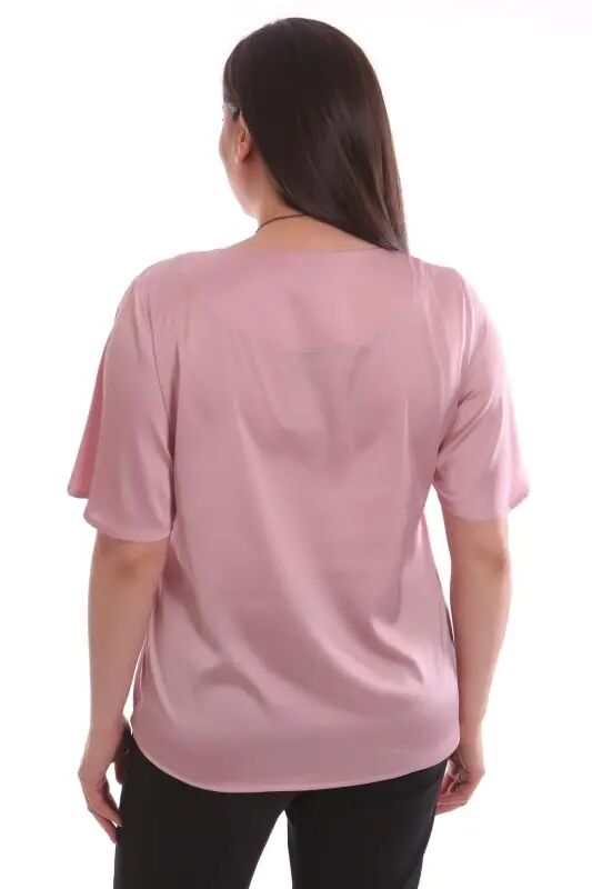 Plus Size Half Sleeved Satin Powder Blouse - 6
