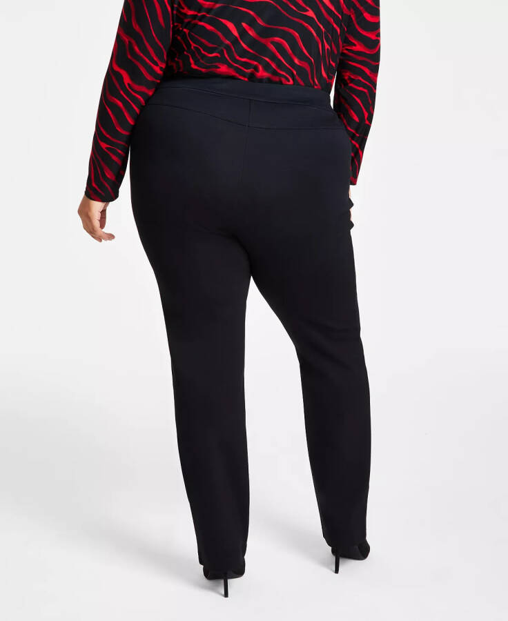 Plus Size High Rise Pull-On Straight-Leg Pants, Created for Modazone Deep Black - 8