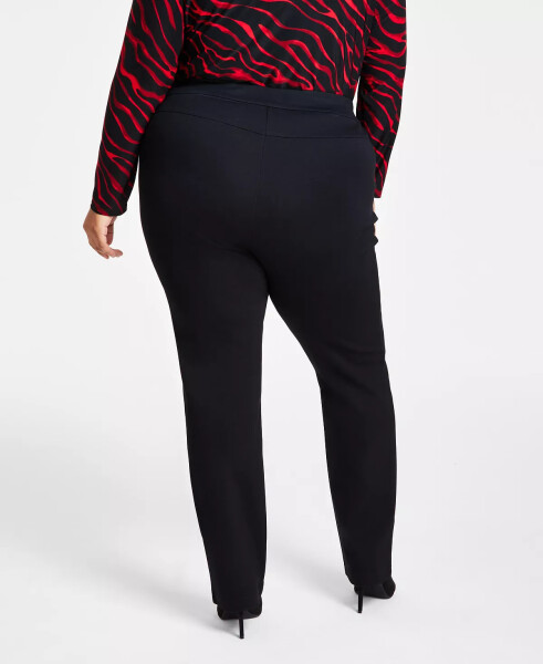 Plus Size High Rise Pull-On Straight-Leg Pants, Created for Modazone Deep Black - 2