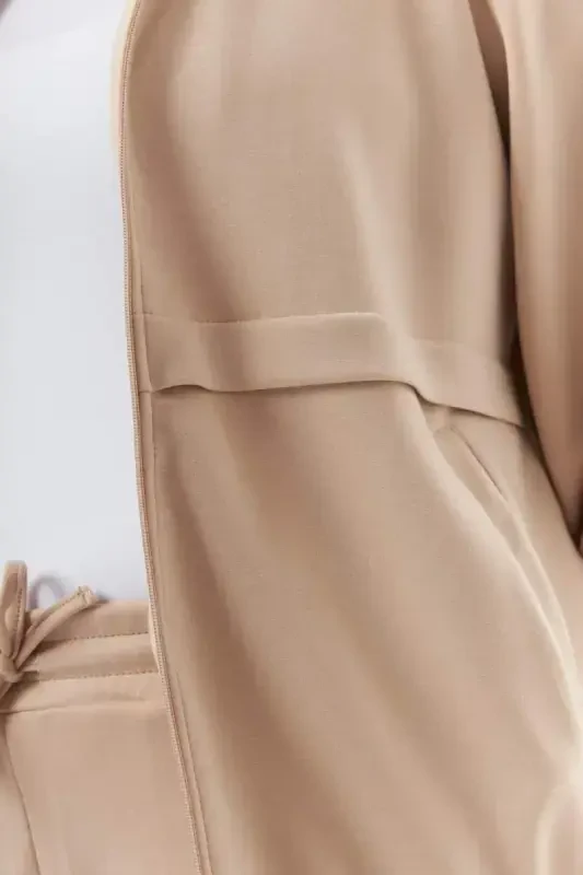 Plus Size Hooded and Zippered Modal Sweatshirt Mink - 5