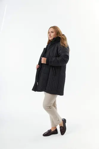 Plus Size Hooded Black Jacket - 10