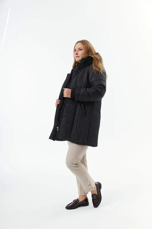 Plus Size Hooded Black Jacket - 10