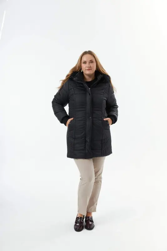 Plus Size Hooded Black Jacket - 7