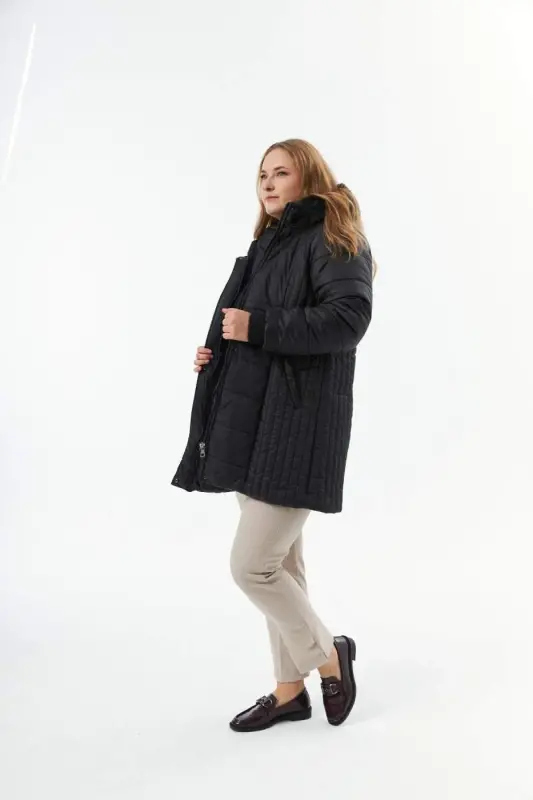 Plus Size Hooded Black Jacket - 3