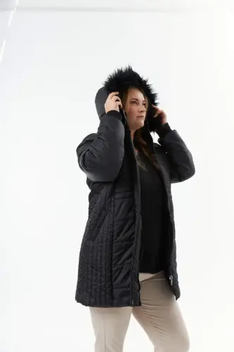 Plus Size Hooded Black Jacket - 4