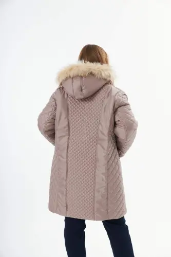 Plus Size Hooded Padded Coat Mink - 7