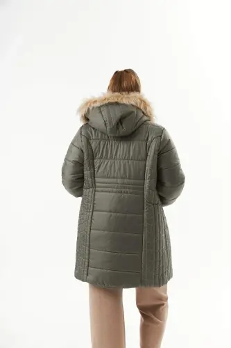 Plus Size Hooded Puffer Coat Sea Green - 10
