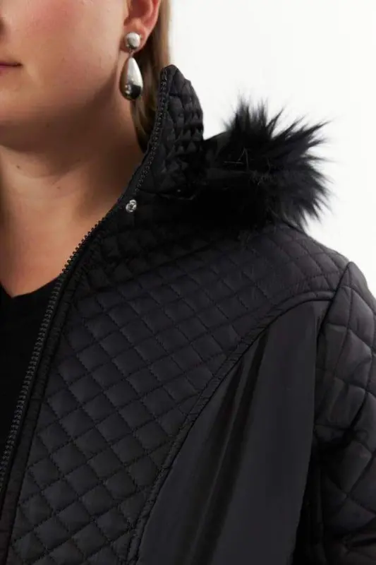 Plus Size Hooded Puffer Jacket Black - 9