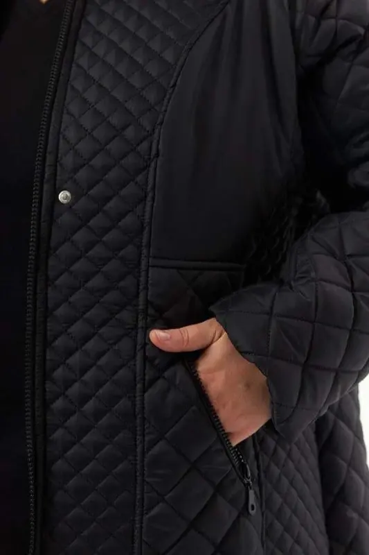 Plus Size Hooded Puffer Jacket Black - 10