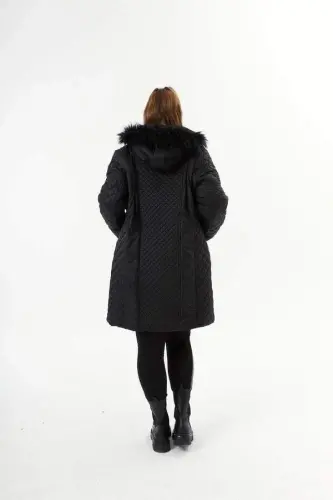 Plus Size Hooded Puffer Jacket Black - 8