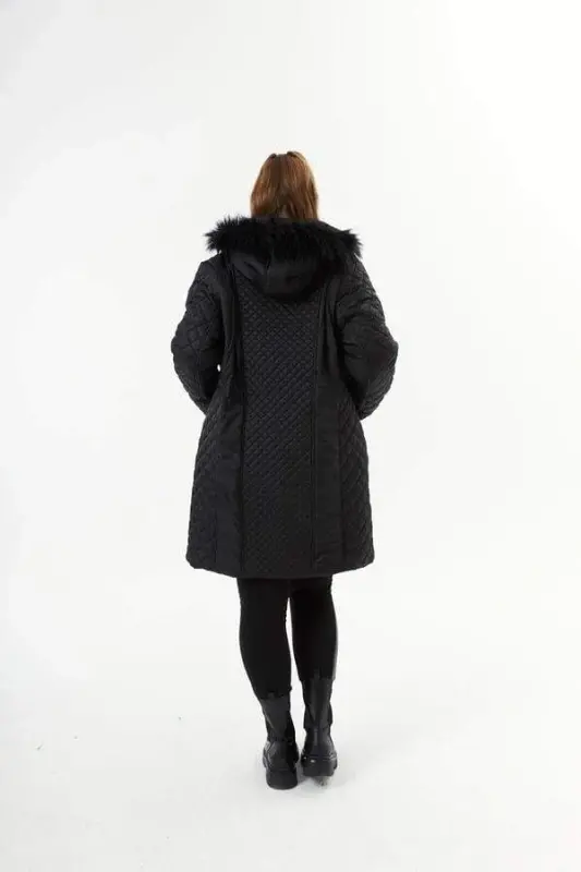 Plus Size Hooded Puffer Jacket Black - 8