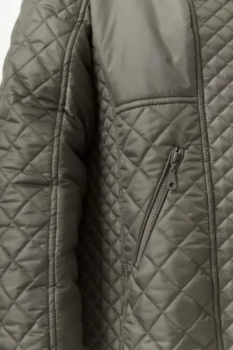 Plus Size Hooded Puffer Jacket Khaki - 5