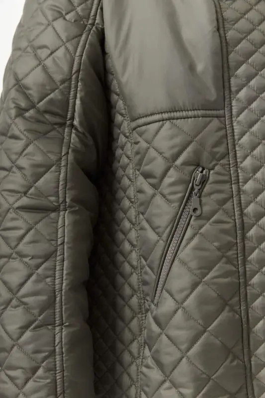 Plus Size Hooded Puffer Jacket Khaki - 5