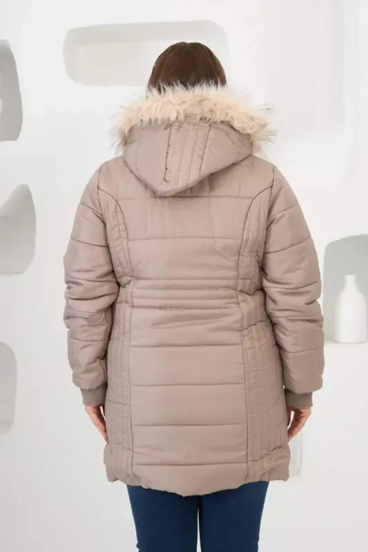 Plus Size Hooded Puffer Jacket Mink - 5