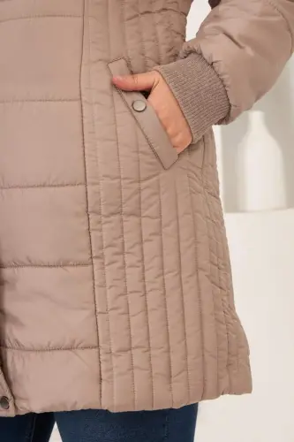 Plus Size Hooded Puffer Jacket Mink - 6