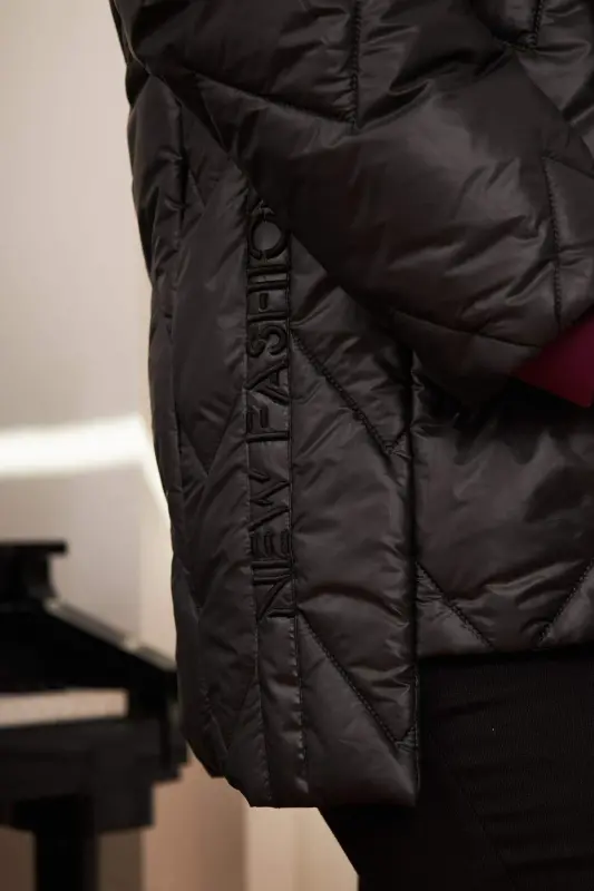 Plus Size Hooded Quilted Puffer Jacket Black - 6