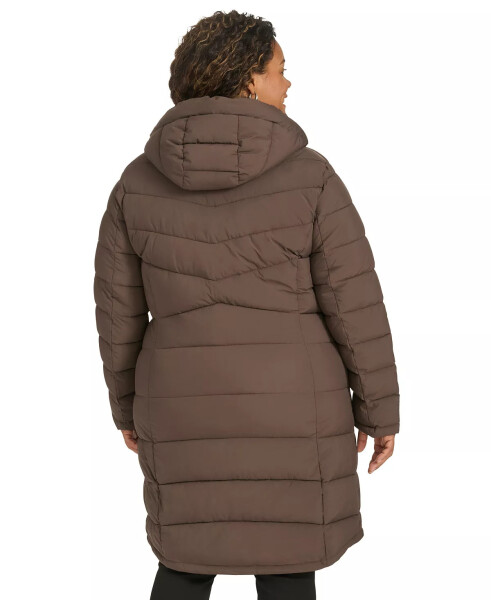 Plus Size Hooded Zip-Front Puffer Coat Mulch - 2