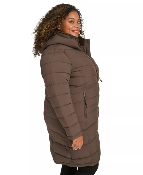 Plus Size Hooded Zip-Front Puffer Coat Mulch - 3