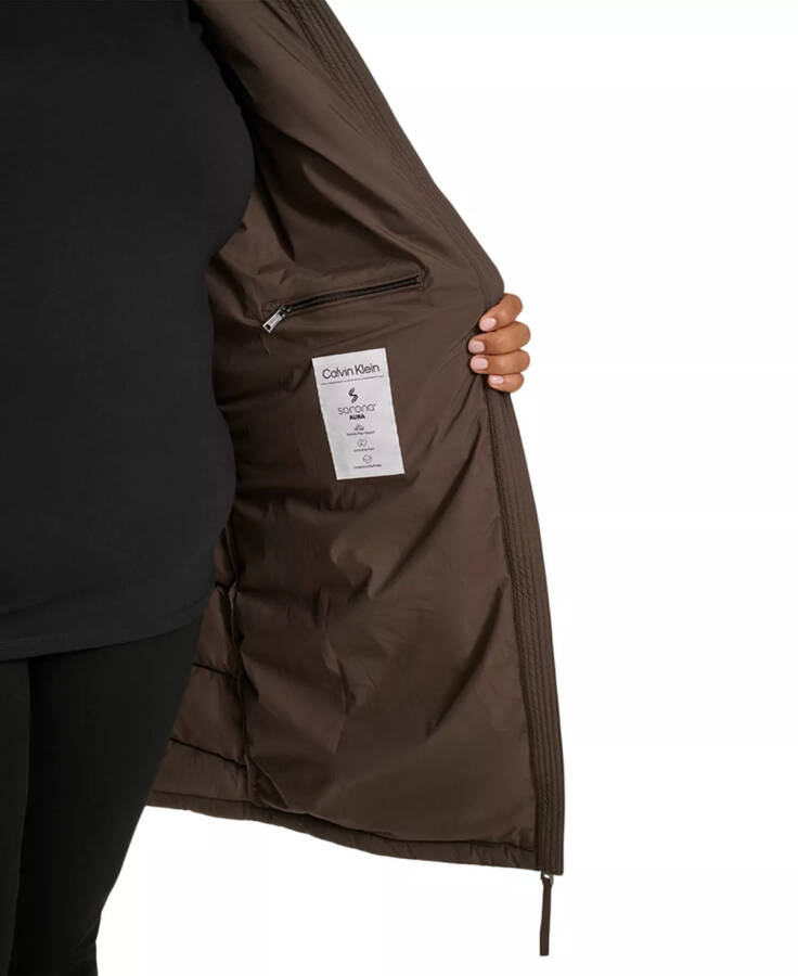 Plus Size Hooded Zip-Front Puffer Coat Mulch - 5