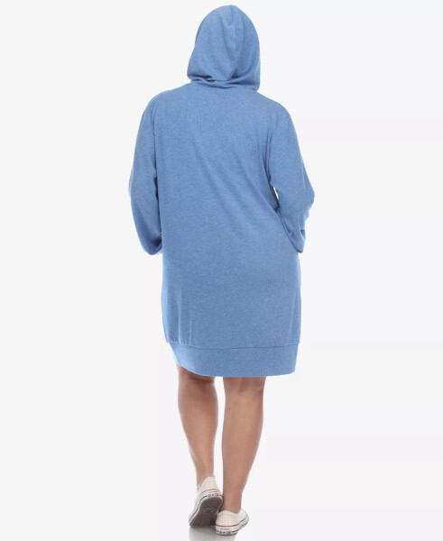 Plus Size Hoodie Sweatshirt Dress Blue - 2