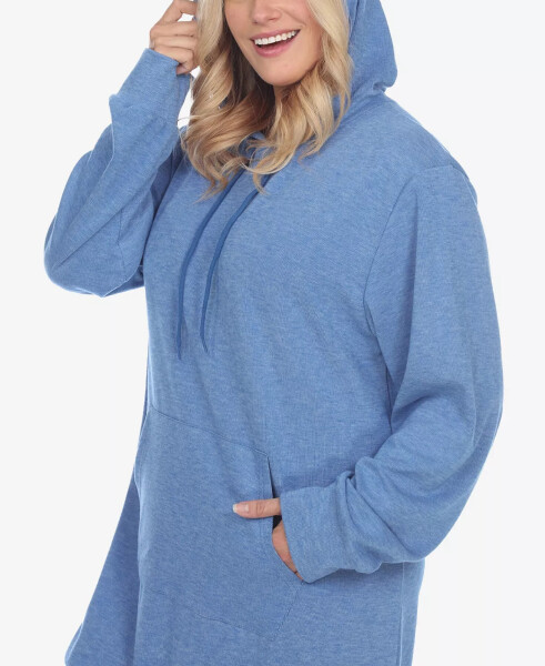 Plus Size Hoodie Sweatshirt Dress Blue - 4