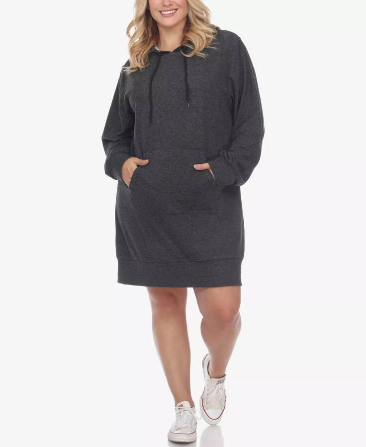 Plus Size Hoodie Sweatshirt Dress Charcoal - 1