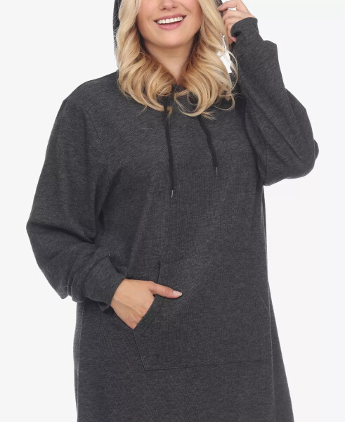 Plus Size Hoodie Sweatshirt Dress Charcoal - 2