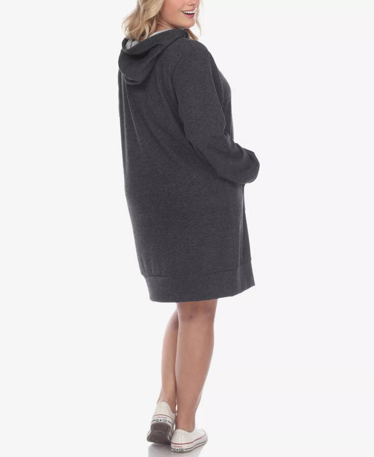 Plus Size Hoodie Sweatshirt Dress Charcoal - 3