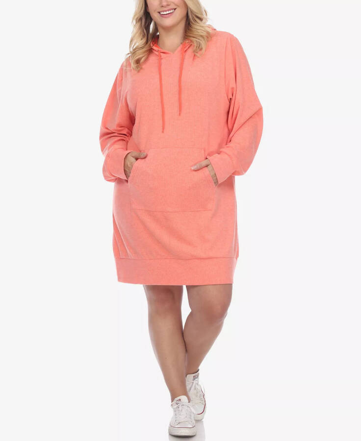 Plus Size Hoodie Sweatshirt Dress Coral - 1