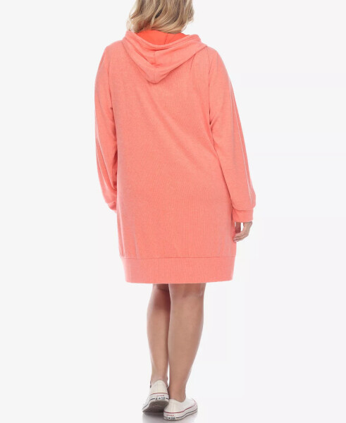 Plus Size Hoodie Sweatshirt Dress Coral - 2