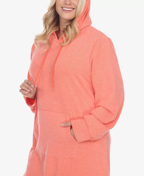 Plus Size Hoodie Sweatshirt Dress Coral - 4