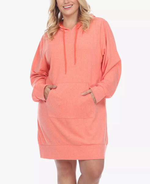 Plus Size Hoodie Sweatshirt Dress Coral - 5