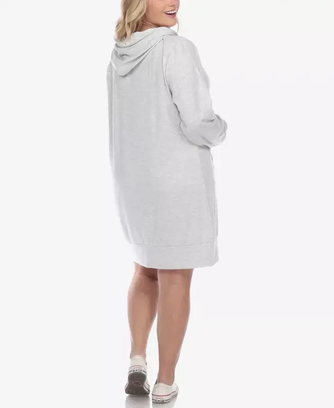 Plus Size Hoodie Sweatshirt Dress-Gray - 2