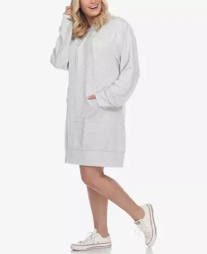 Plus Size Hoodie Sweatshirt Dress-Gray - 6