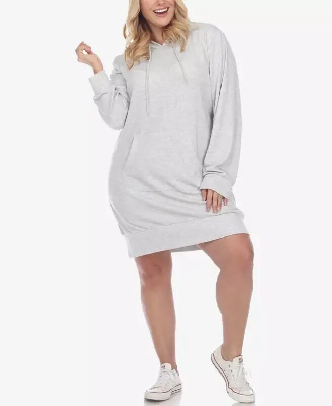 Plus Size Hoodie Sweatshirt Dress-Gray - 1