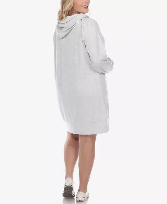 Plus Size Hoodie Sweatshirt Dress-Gray - 2