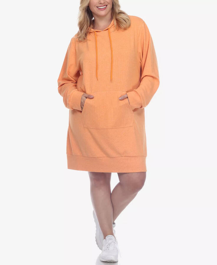 Plus Size Hoodie Sweatshirt Dress Orange - 1