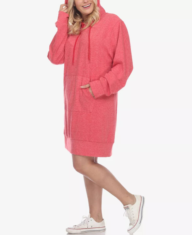 Plus Size Hoodie Sweatshirt Dress Red - 5