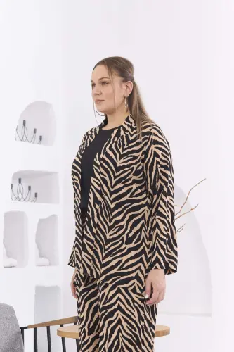 Plus Size Jacket Tank Top Pants Suit Black - 2