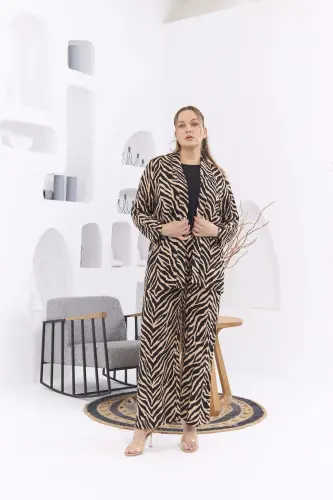 Plus Size Jacket Tank Top Pants Suit Black - 3