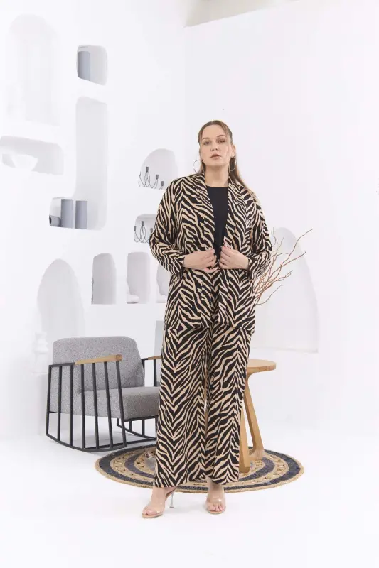 Plus Size Jacket Tank Top Pants Suit Black - 3