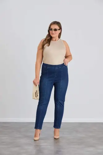 Plus Size Jean Pants Who.Navy Blue - 1