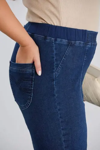 Plus Size Jean Pants Who.Navy Blue - BÜYÜKBEDENIZ (1)