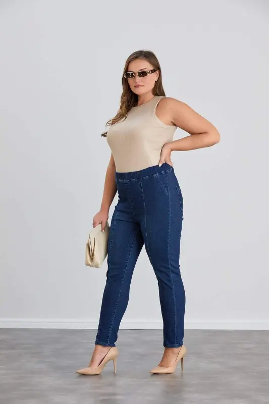 Plus Size Jean Pants Who.Navy Blue - 3