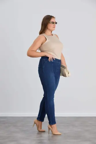 Plus Size Jean Pants Who.Navy Blue - 4
