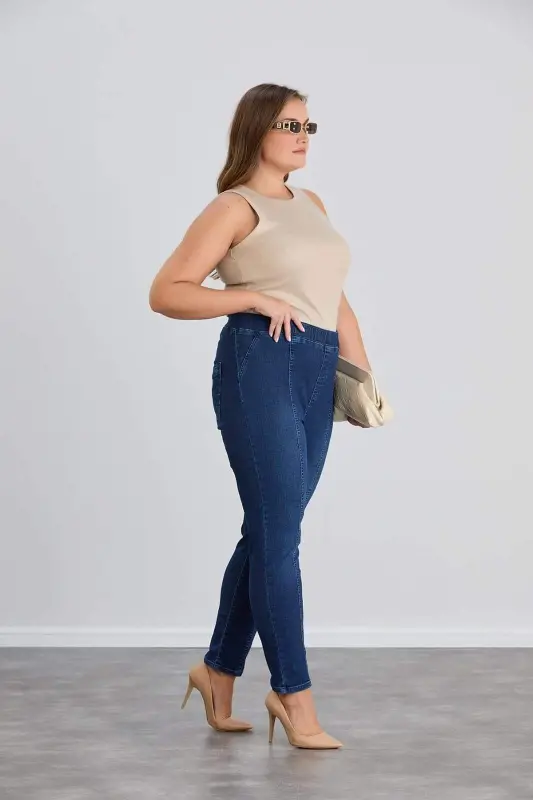 Plus Size Jean Pants Who.Navy Blue - 4
