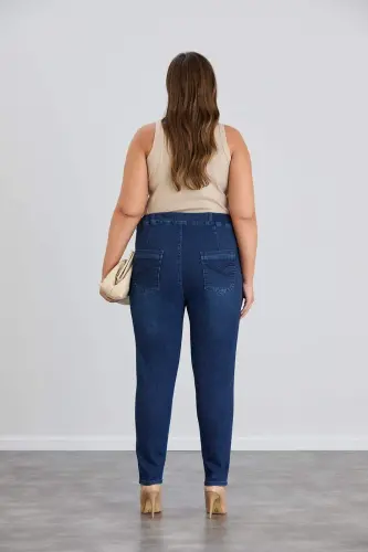 Plus Size Jean Pants Who.Navy Blue - 5